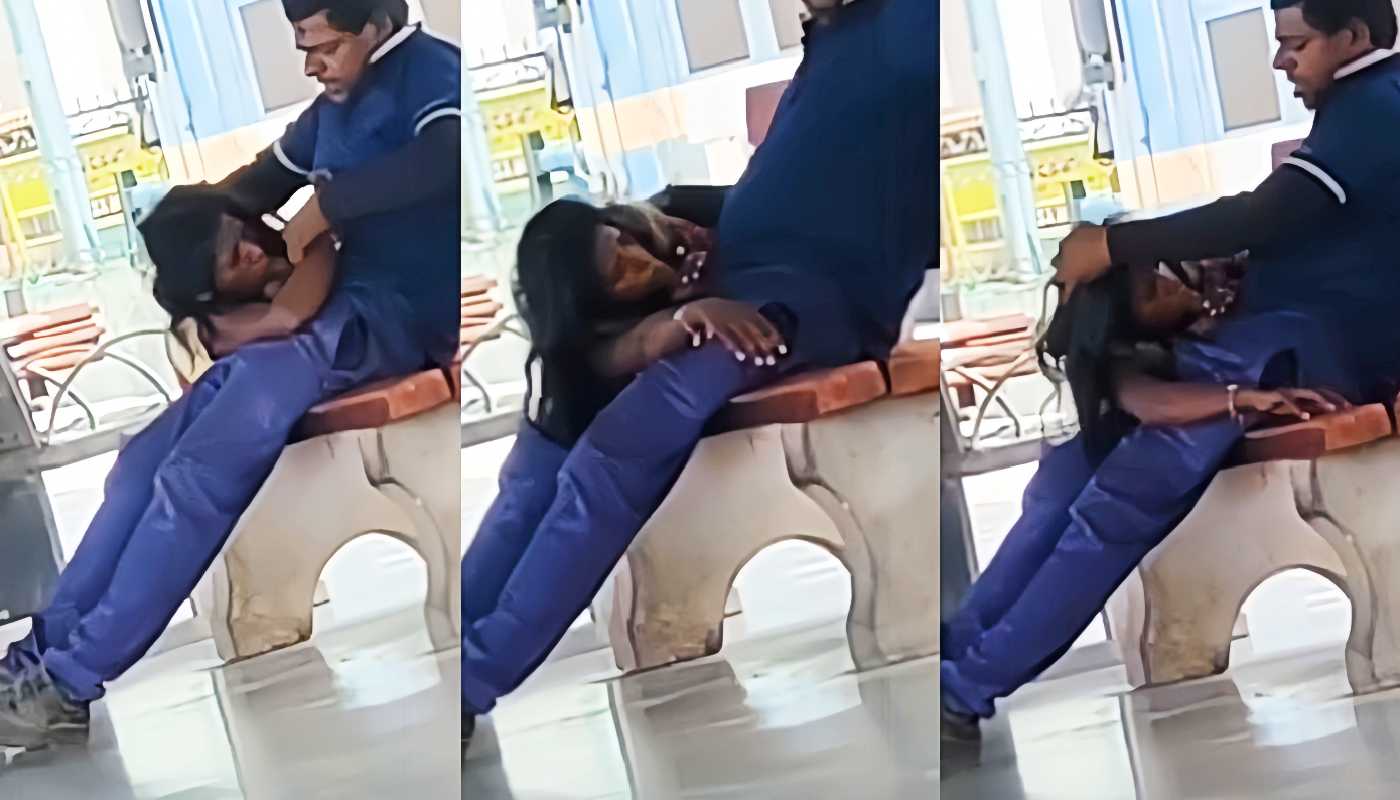 Desi Randi giving Blowjob To A railway station Staff in Public Desi sex video