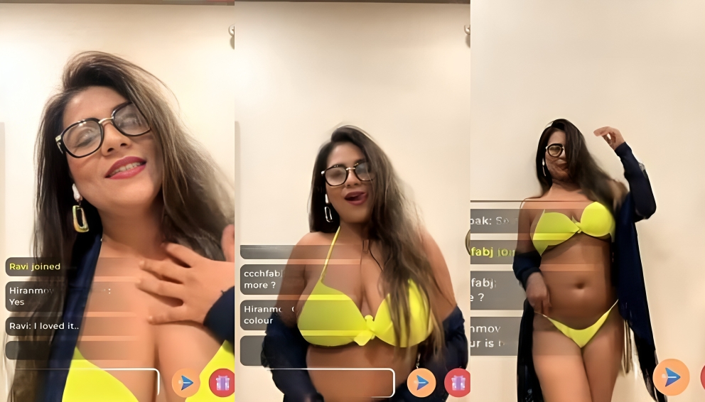 Bhavana Kumawat Tease on neon hot bikini sexy live video