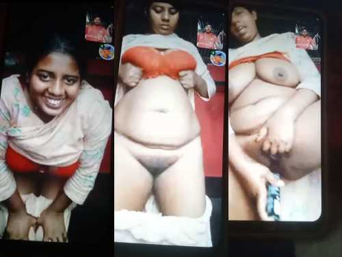 Horny Chubby girlfriend showing big tites and hairy pussy in vc