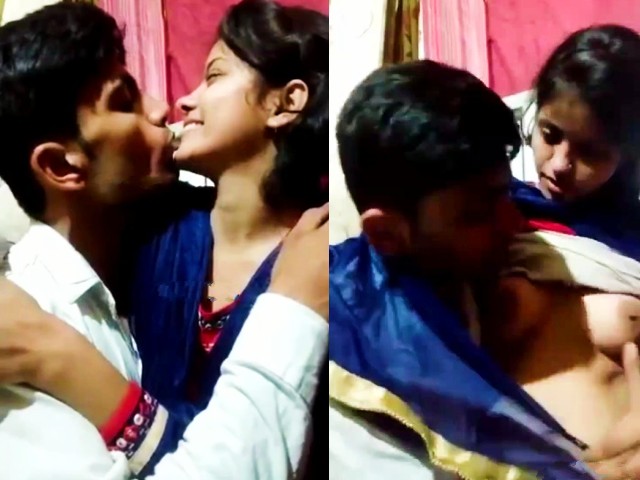 Village Young Couple Kissing and Sucking Boobs