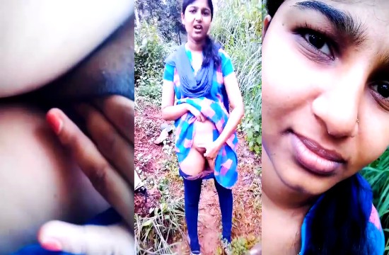 Desi girl outdoor fingering lover recording to her
