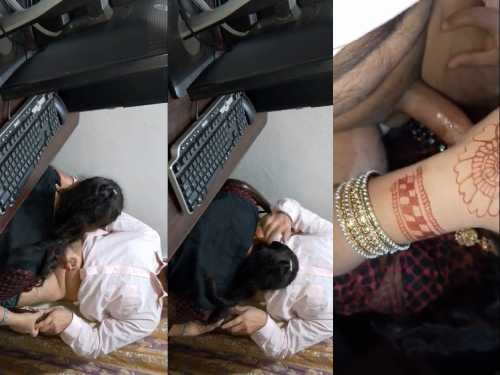 Newly Married Paki Wife Sucking Office Boss Dick For Promotion in Office Work