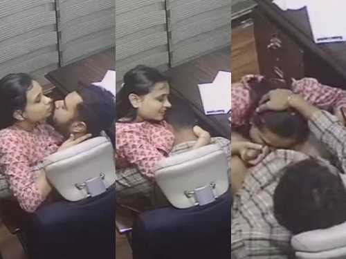 Office CCTV Scandal Office Lady Staff Giving Hot Blowjob and Kissing Office Boss
