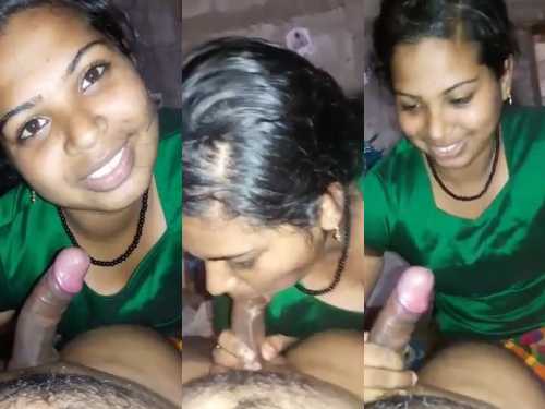 Green Dress mallu village girl giving blowjob to her brother