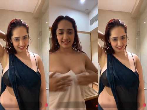 Aditi Mistry Nude Dark Green Saree With Bikini Hot Latest App Live Video Part 2