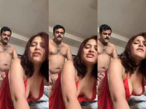 Red dress Horny girl doggy style fuck's and blowjob sex video