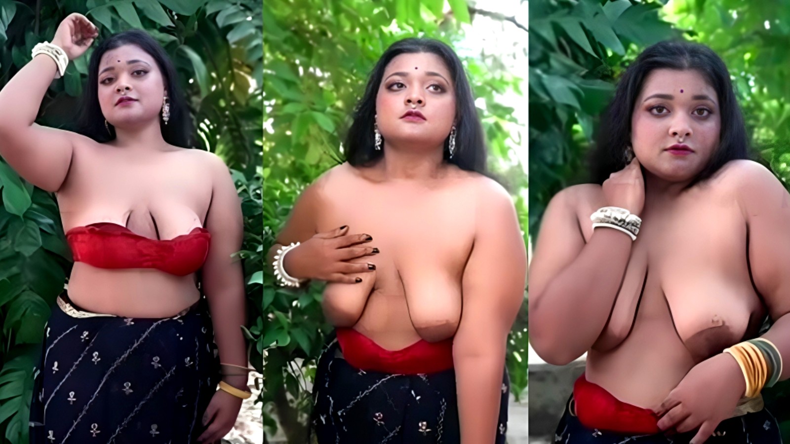 Bengali Model Topless Saree Photo Shoot