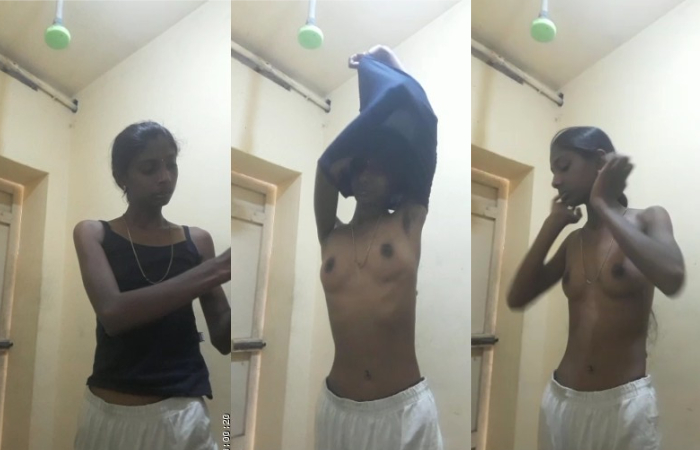 Slim Tamil Girl Sex Tease Nude Show Before Bath