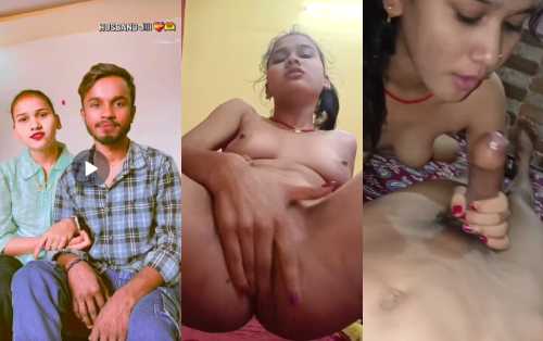 Newly Married Unsatisfied Young Girl masturbating with banana and cucumber and Giving Blowjob to Hubby